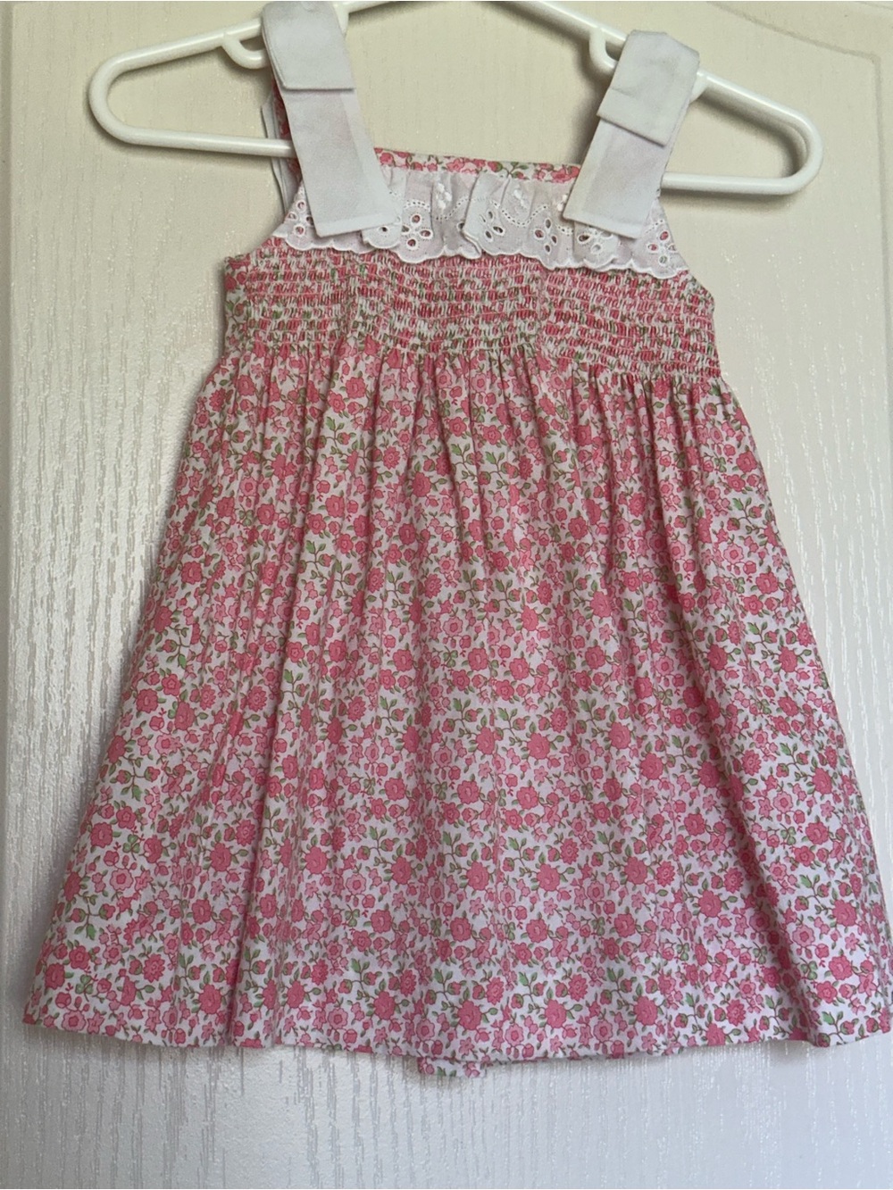 Raixa Pink Floral Smocked Baby Dress 6M Made in Spain